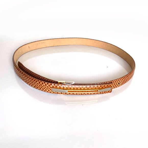 Vintage Carlisle Snakeskin Leather Gold Buckle Belt Size S Made in USA - Picture 10 of 10